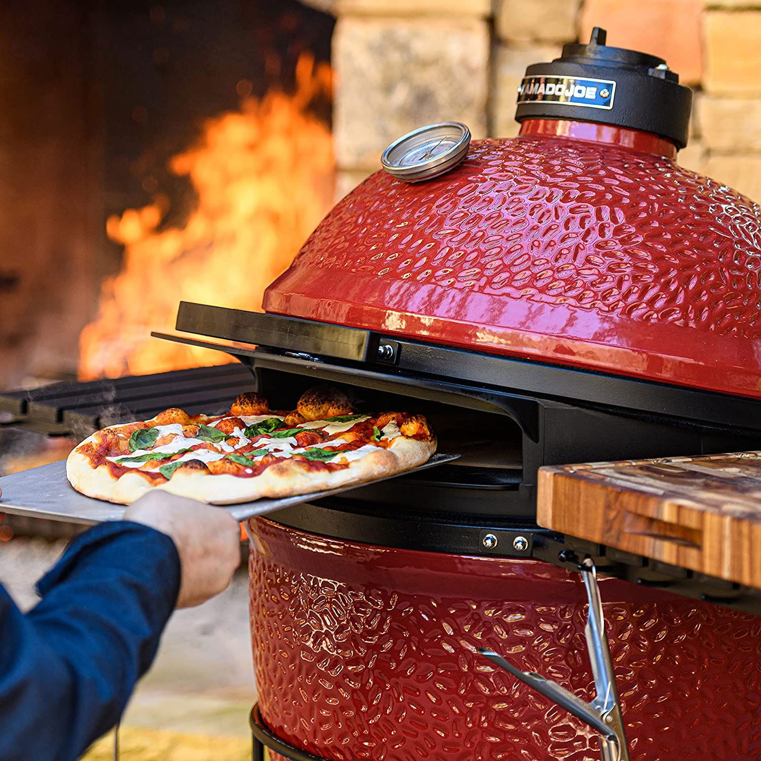 cooking pizza