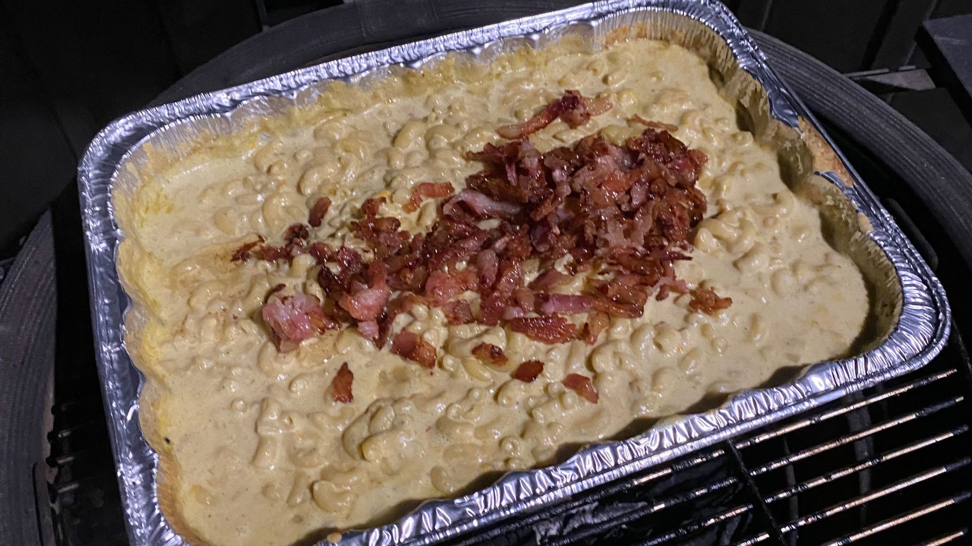 Half-way through the cook – Smoked Mac and Cheese